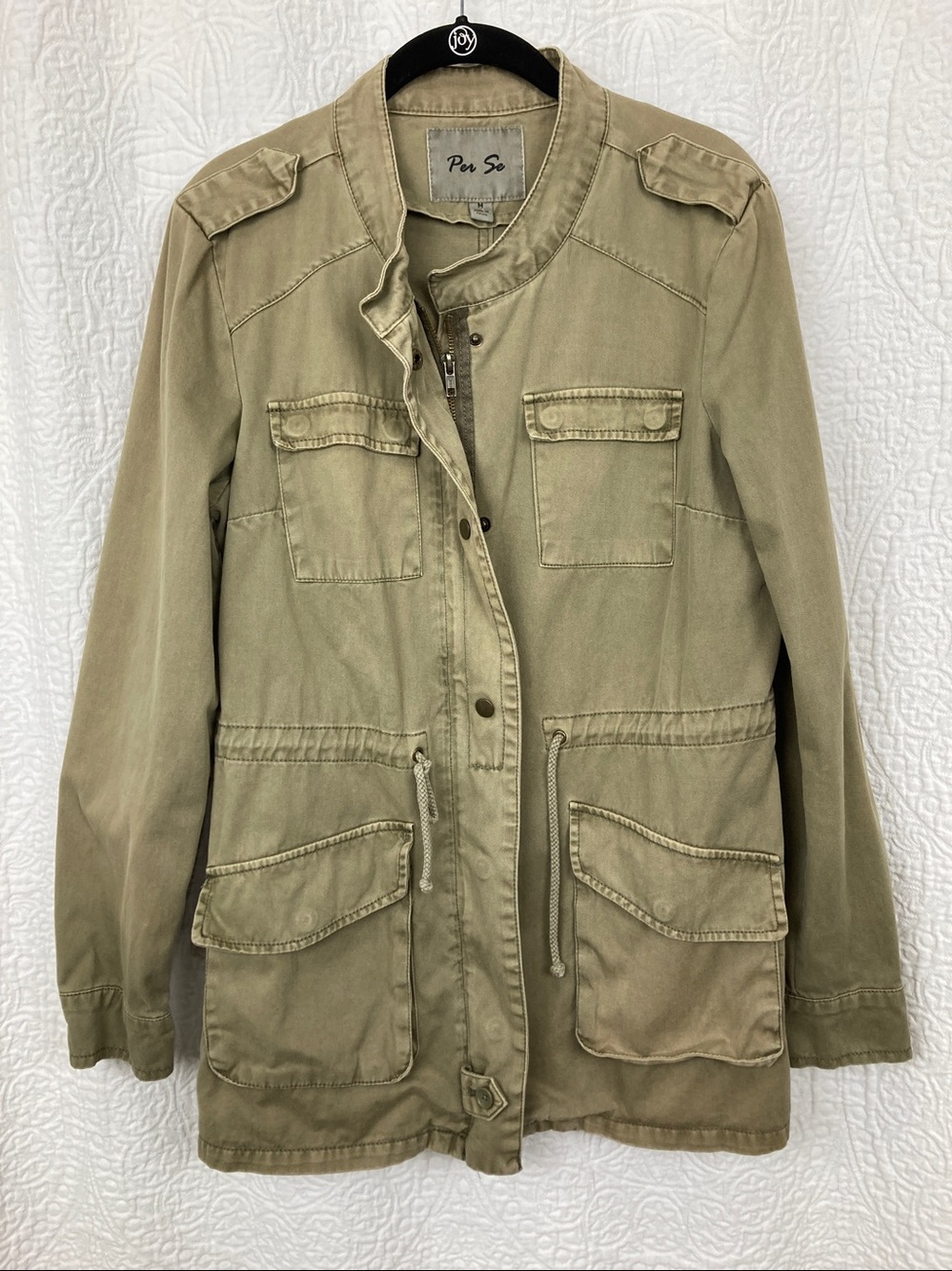 Per Se Womens Olive Green‎ Utility Field Jacket Size Medium